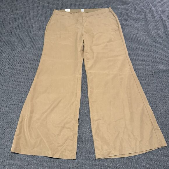 NWOT Old Navy Women’s 18 Pants 2010s Wide Leg Tencel Lyocell Khaki Tan - Picture 1 of 10